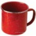 Outdoors Stainless Steel Rim Enamelware Cup, Red enamel mug